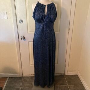 R&M Richards Navy Halter Maxi Dress